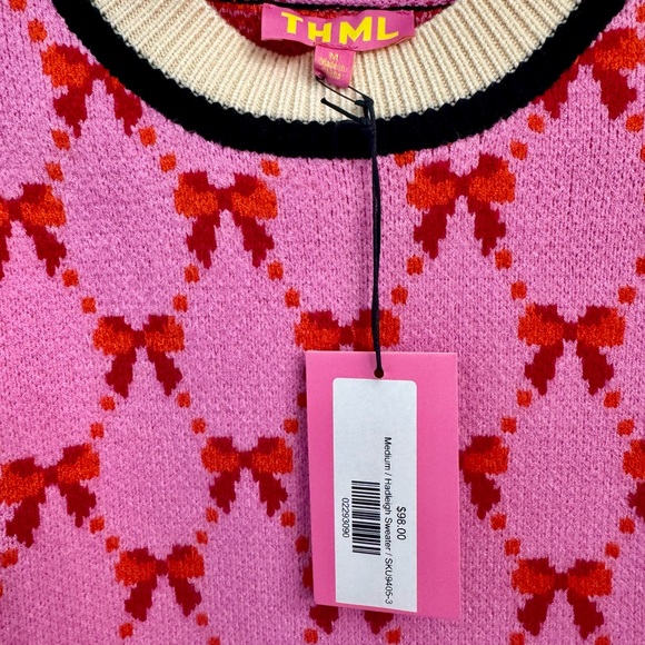 NWT THML Pink and Red Bow Knit Sweater - Picture 4 of 5